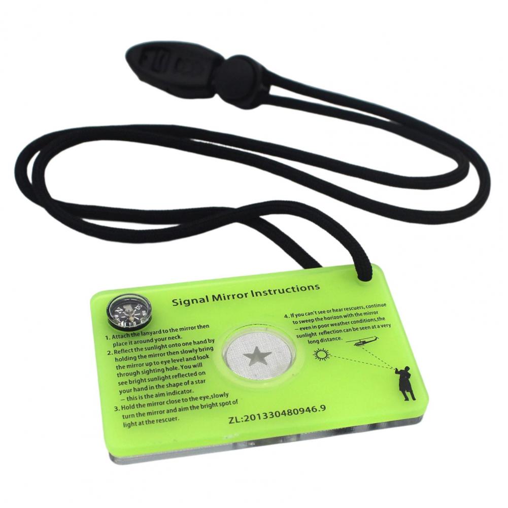 Signal Mirror Rescue - Espejo de señal con brújula, silbato,
